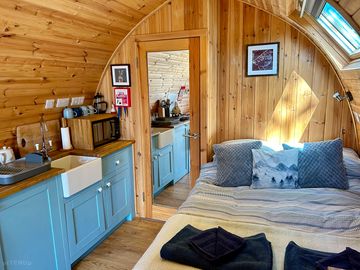 Inside Liggin High - Kitchen and Sleeping area