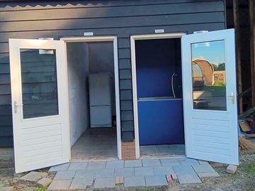 Shared fridge and chemical toilet