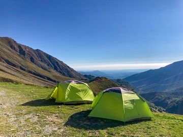 Tents with mountain views