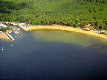 Aerial shot of lake cazaux