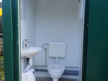 Inside view of the twin toilet block