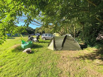 The pitches on the right are in the shade in the morning and sun at night