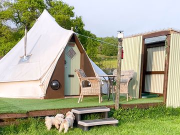 Bell tent with outdoor seating