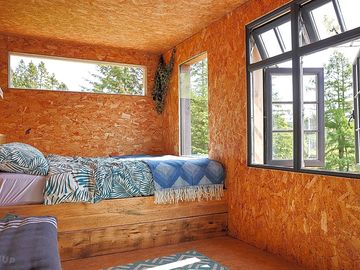 The cabin with the king-size bed