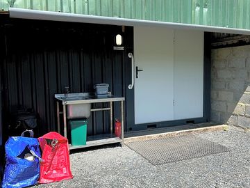 Shower and toilet block