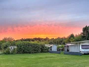 Sunset over the pitches
