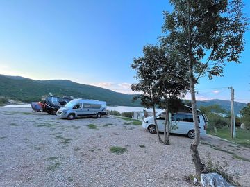 Touring pitches overlooking the lake
