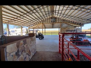 Covered gathering area in the barn