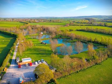 View over lakes and surrounding countryside