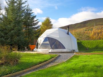 Geodesic dome with hot tub