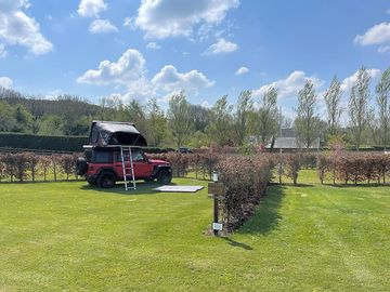 Jeep on the grass pitches