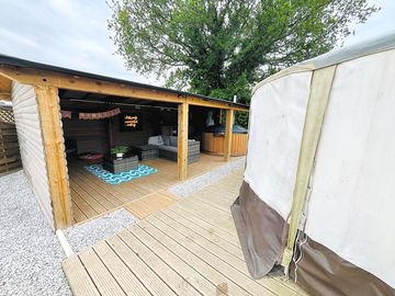 Executive yurt with entertainment area & hot tub