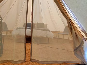 Inside the bell tent
