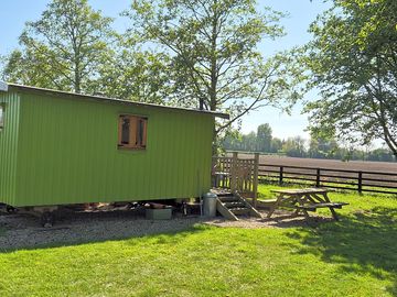 The croft hut location in its private garden with its beautiful countryside view