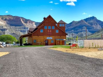 Registration, general store, laundry and restrooms with large showers