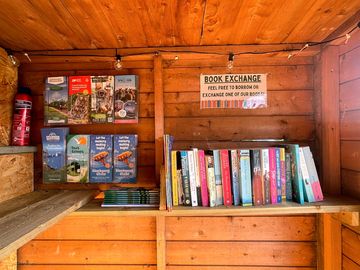 Inside our charging hut