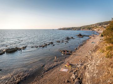 The beach is right next to the site