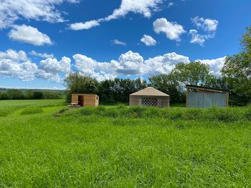 Thistle yurt with kitted out kitchen cabin