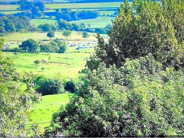 Looking up towards the site from the town