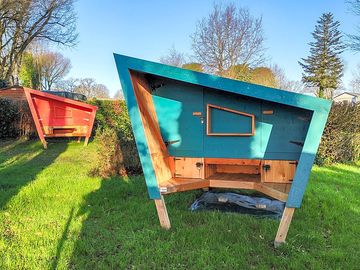 Brightly painted pod exteriors