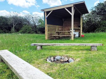 Benches by the fire to relax
