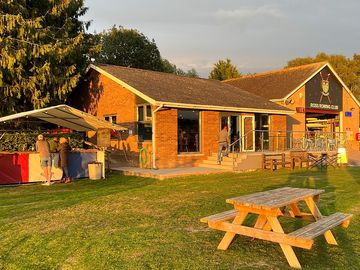 Barbecue at the clubhouse on a summer friday evening