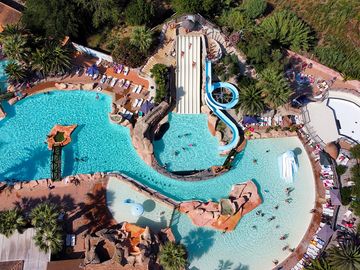 Aerial view of the pool complex