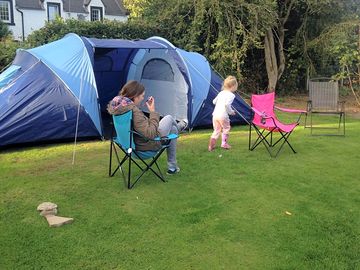 At tent with mum