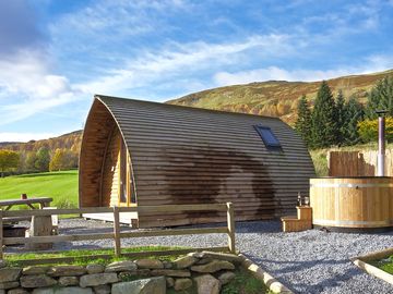Pod with hot tub