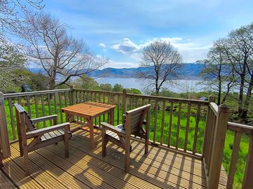 Outside seating area with loch view