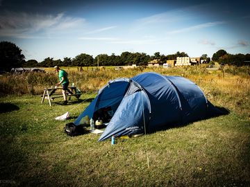 Non-electric grass tent or trailer tent pitch