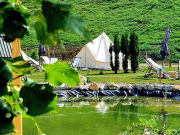 Looking down on a bell tent