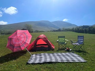 Tent and picnic blanket