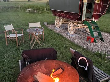 Firepit outside the wagon