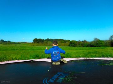 Fun on the inground trampoline