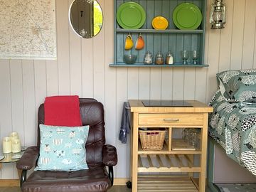 Inside the hut