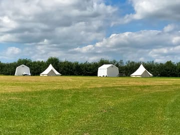 Bell tent with private well-equipped kitchen shelter