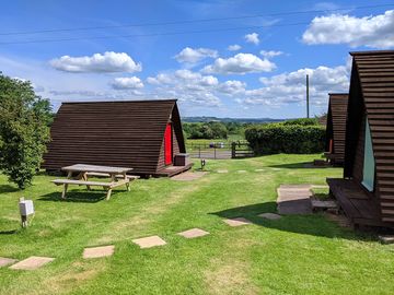 Pods with picnic bench for some alfresco dining