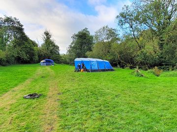 Pitched next to stream