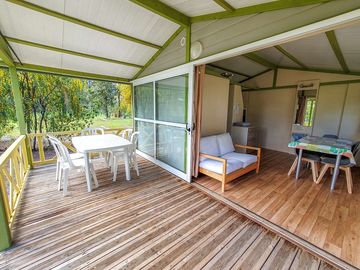 Covered terrace and open-plan living area