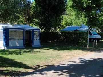 Camping pitches surrounded by trees