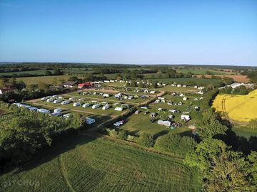 Looking down on hawwood farm from dog walking field