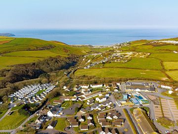A bird's eye view of the leisure park, overlooking Woolacombe Sands