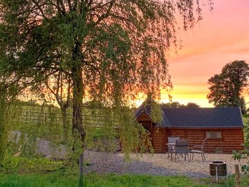 Colourful sunset over the lodge