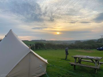 Sunrise over our bell tent