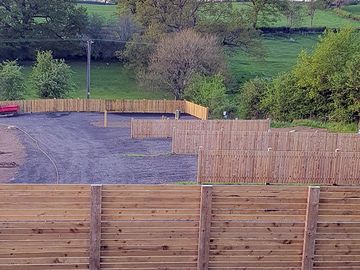View of the pitches, fenced for privacy