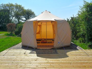 Tent shining on a sunny day