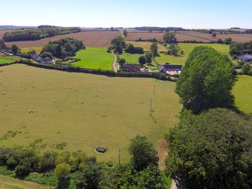 Aerial view of camping field