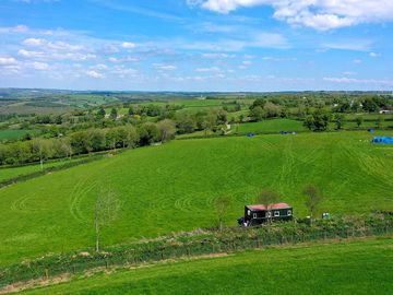 Aerial view of the camping field