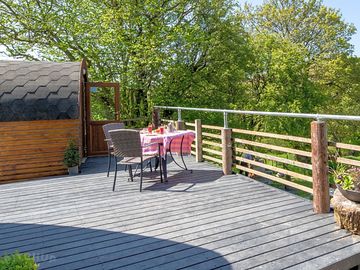 Decking with leafy views